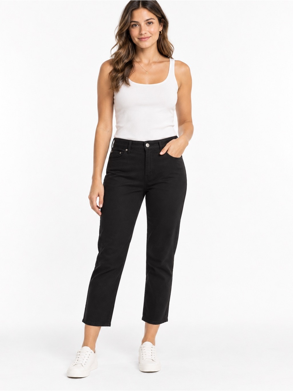 Calvin Klein Jeans Black High-Rise Cropped Straight -1126